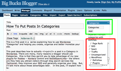 Categories in WordPress