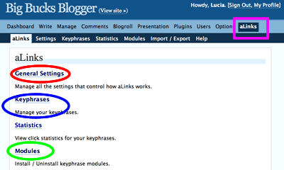 Alinks control Screen