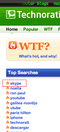 Skype : #1 search at technorati
