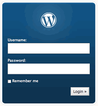 Wordpress login screen