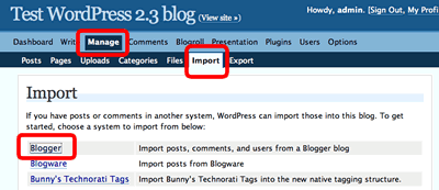 Get to Import Screen